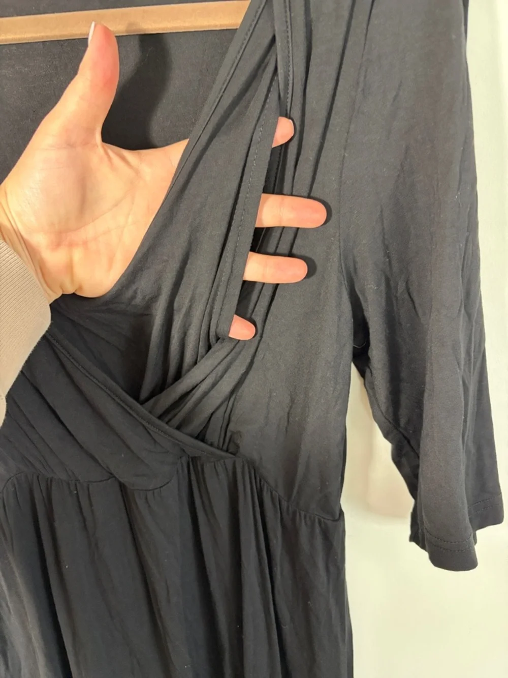 Latched Mama Black Wrap-Front Midi Dress - M - Picture 6 of 6